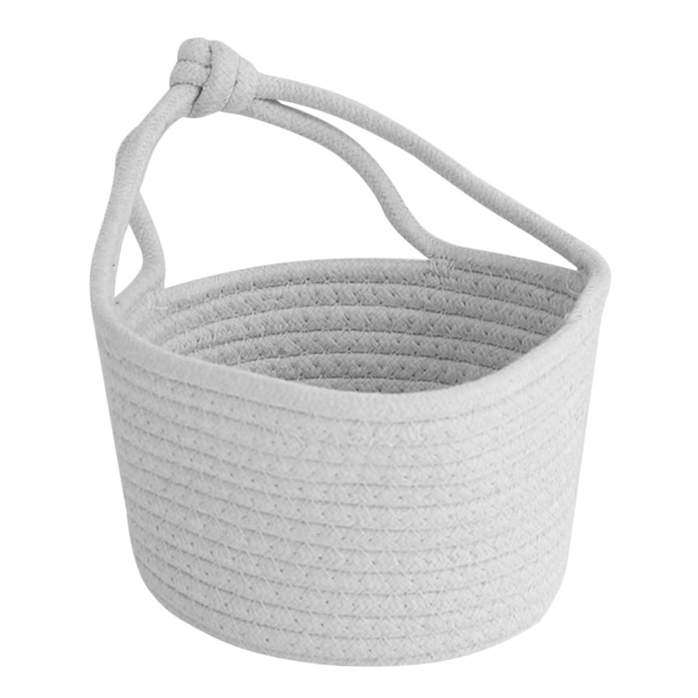 KOMBIUDA Woven Cotton Rope Hanging Basket Organizer Grey Round Storage Container for Home Accessories for Toys Books and Sundries