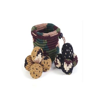 Buena ONDA Hacky Sack Mini Bag Toss Game - Canasta Ball Yippi Yappa Kit - Camo Edition - Crocheted Mini Bag Toss Game for Kids and Adults - Color Coded Balls with Basket, Indoor/Outdoor Play