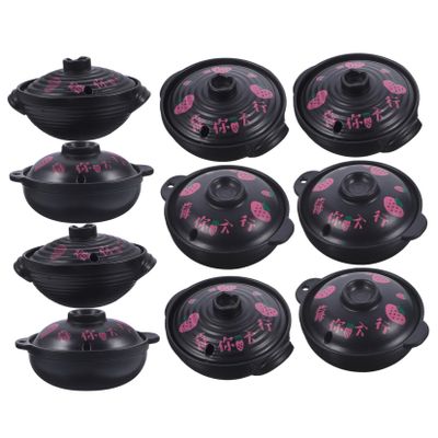 10pcs Simulation Mini Casserole Dollhouse Frying Pans Mini Cocotte with Lid Dollhouse Pots Pans Pots and s Cookware Models Pretend PVC Miniature