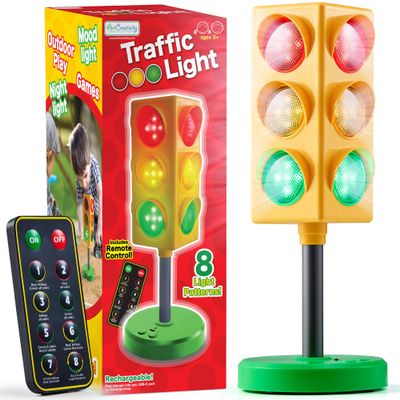 ArtCreativity Traffic Light - Teacher Classroom Must Haves Supplies, 8 Modes with Remote - Classroom Decor, Kindergarten Educational Lamp - Real Traffic Light Rotation Mode