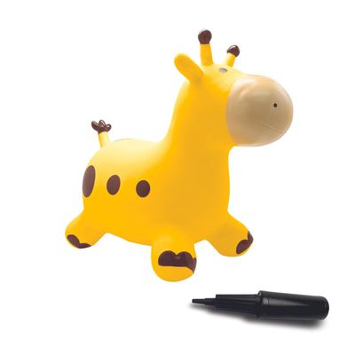 Lexibook, Inflatable Giraffe, Bounce Game, Indoor and Outdoor Use, Hand Pump Included, Safe and Durable Plastic, Yellow, BG050GI