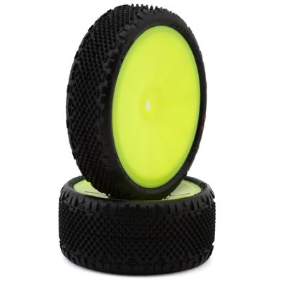 JConcepts 4062-201011 - Wide Pin Swag Pre-Glued WD Buggy Front Tire, Yellow (2)