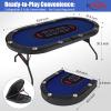 Rioloiuy 10 Player Poker Table Foldable,Texas Holdem Table, Portable Casino for Game Room Folding Poker Table Padded Rails and Cup Holders Table top (84 in) view 4