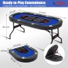 Rioloiuy 8 Player Poker Table Foldable, Texas Holdem Casino Table with Padded Rails & Cup Holders, Portable Folding Game Table for Home or Game Room, 71 Inch view 4