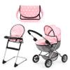 Bayer: Cozy 3 Piece Set - Pink, Grey, Stars - Folding Pram, Highchair, Shoulder Bag, Accessory Set for Dolls Up to 18", Kids Toy, Ages 3+ view 1