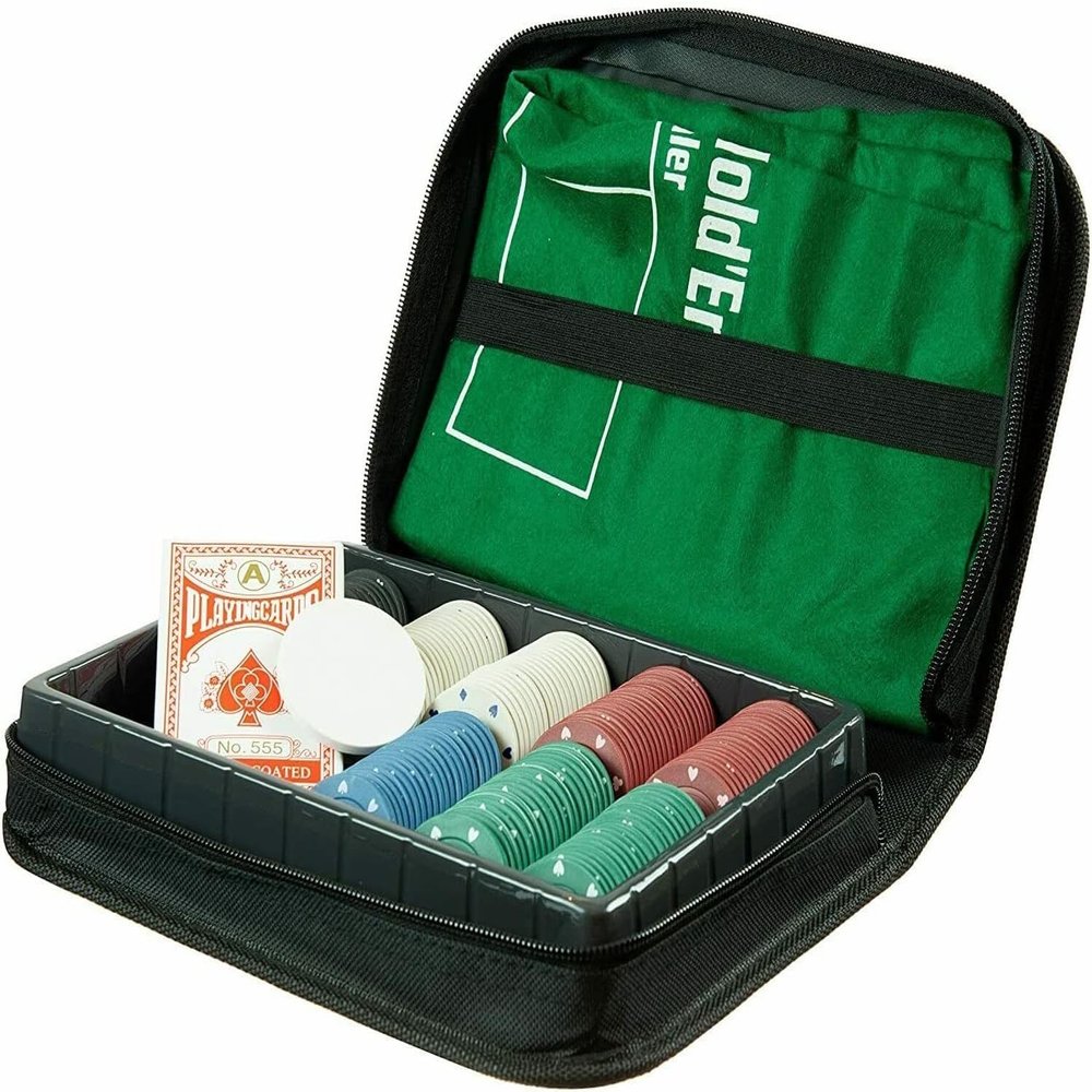 Texas Holdem Poker Set with Cards and Chips Casino Style (Poker King Set)