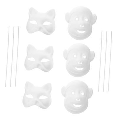 Abaodam Party Mask 6 Pcs Plain Mask for Women Men Boys and Girls Halloween Mask Masquerade Accessories