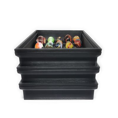 Pack of 3 Stackable storage trays for marbles (BLACK) (Purple)