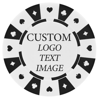 CHENGJIAO 100 Custom Poker Chips,Plastci Poker Tokens Tokens Printed with Your Text,Full Color Personalized Logo and Image,Put Design on a Chip,Set for Bar Tokens,Party Card Game,Wedding (White)