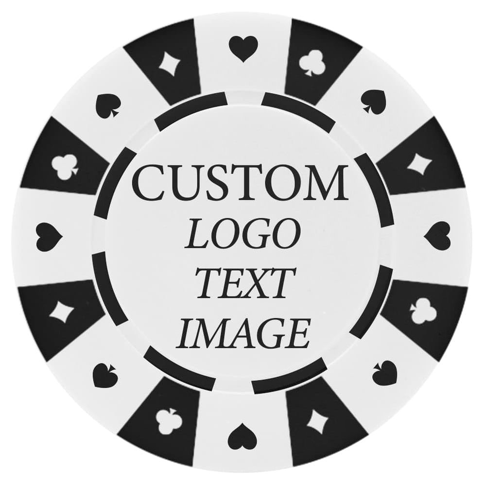 CHENGJIAO 100 Custom Poker Chips,Plastci Poker Tokens Tokens Printed with Your Text,Full Color Personalized Logo and Image,Put Design on a Chip,Set for Bar Tokens,Party Card Game,Wedding (White)