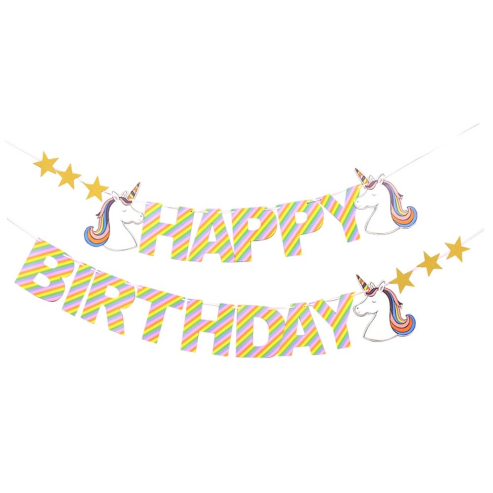 BCOATH 2pcs Happy Birthday Letter Pull Flag Bunting Ornament Theme Party Supplies for Decorations Silver for Memorable Birthday Celebrations