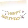 BCOATH 2pcs Happy Birthday Letter Pull Flag Bunting Ornament Theme Party Supplies for Decorations Silver for Memorable Birthday Celebrations view 2