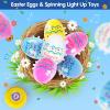 Vatos Easter Toys Eggs for Kids - 6 Pack Lighting & Spining & Singing Plastic Colorful Easter Toys Egss, Easter Basket Stuffers Party Favors Gifts for Kids 3+ Boys Girls view 3