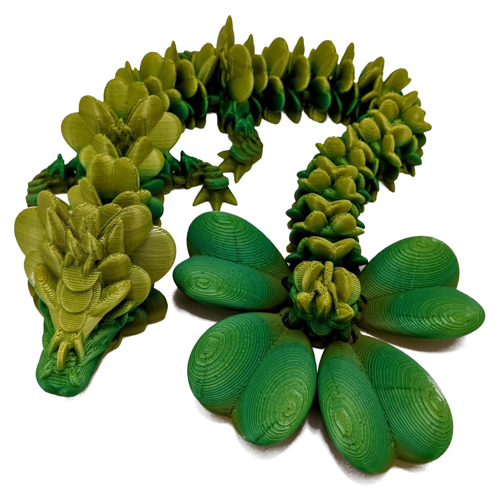 3D MENAGERIE 3D Printed 4-Leaf Clover Dragon - Articulated Plastic Toy Figurine