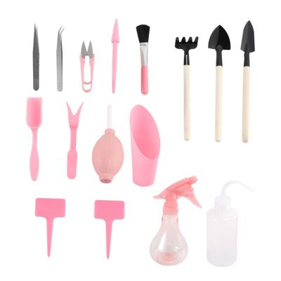 BUTIFULSIC 16pcs One Gardening Tool Set Succulent Planting Tools Set Watering Can Trowel Pruner for Home Professional Use