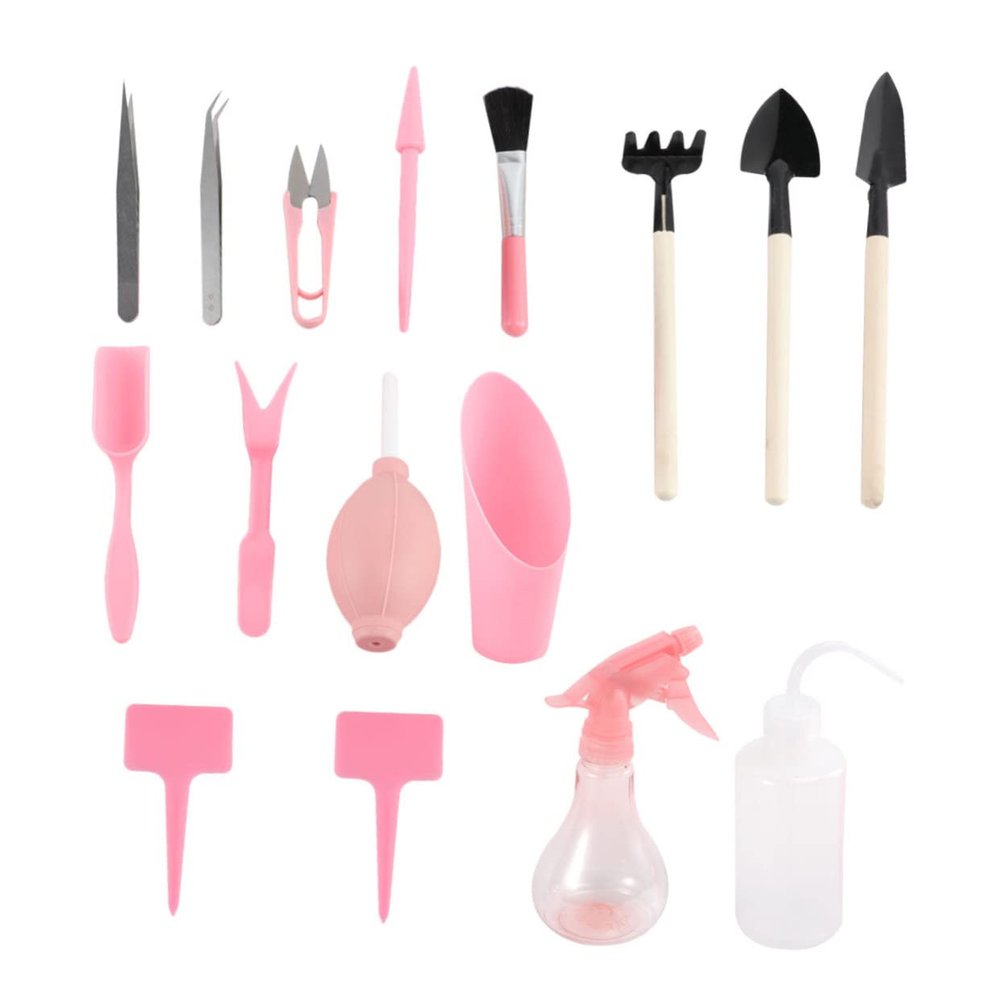 BUTIFULSIC 16pcs One Gardening Tool Set Succulent Planting Tools Set Watering Can Trowel Pruner for Home Professional Use