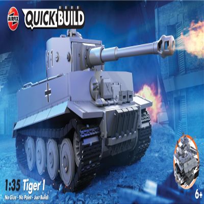 Airfix J6041 Quickbuild Plastic Model Tank Kits - Tiger I - Easy Assembly Snap Together Model Kit, Classic Tanks for Adults & Kids to Build, Model Military Vehicle, Building Toys Set