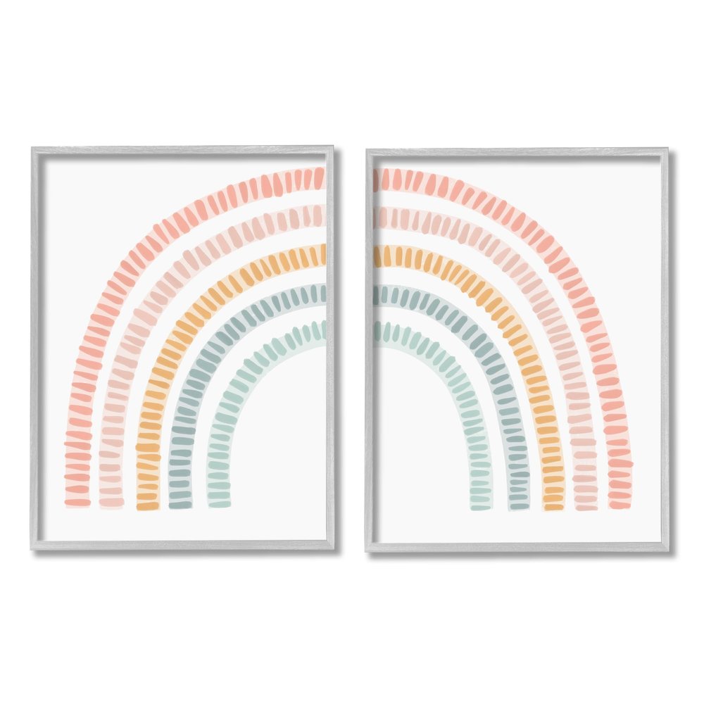 Stupell Industries Patterned Rainbow Arches 2 Piece Framed Giclee Art Set by Lil' Rue