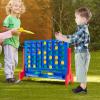 COSTWAY Giant 4 in a Row Game with Storage Carry Bag, Jumbo 4-to-Score Game with Chess, Quick Release Slider for Kids Adults, Indoor Outdoor Backyard Game Set, Free-Standing/Wall-mounting (Blue) view 3