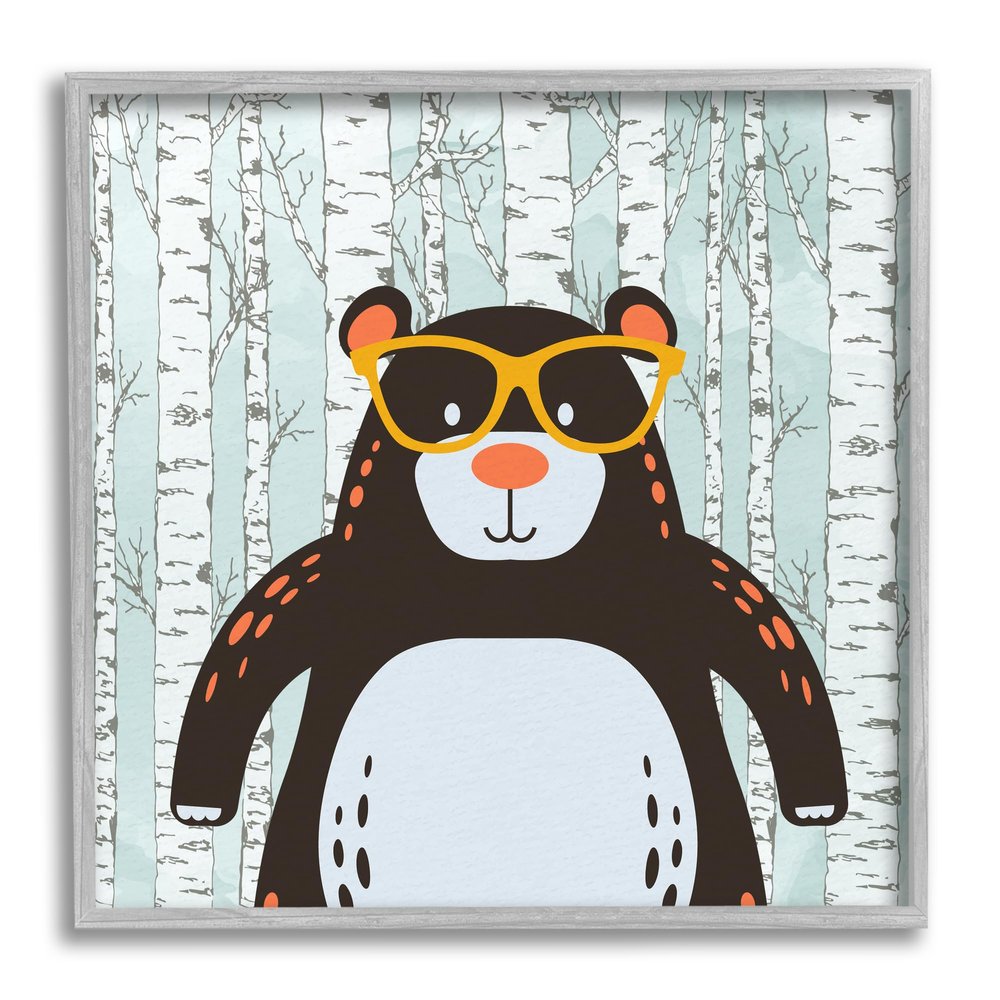 Stupell Industries Bear & Birch Trees Framed Giclee Art by Kim Allen