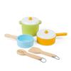 Bigjigs Toys Wooden Pots & Pans - 7 Piece Pretend Playset for Children, Kids Kitchen Accessories, Sustainable Gifts & Playsets, Nurtures Mini Imaginations, Age 18 Month Old + view 2