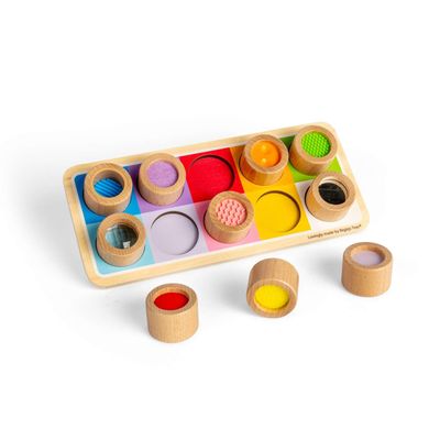 Bigjigs Toys Rainbow Sensory Board - 10 Piece Wooden Touch & Match Tray, Shape Sorter with Different Textures, Montessori Play, Fun & Educational Kids Toy, Baby & Toddler Gifts, Age 1+ Years
