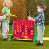 COSTWAY Giant 4 in a Row Game with Storage Carry Bag, Jumbo 4-to-Score Game with Chess, Quick Release Slider for Kids Adults, Indoor Outdoor Backyard, Free-Standing/Wall-mounting (Red&Green) view 2