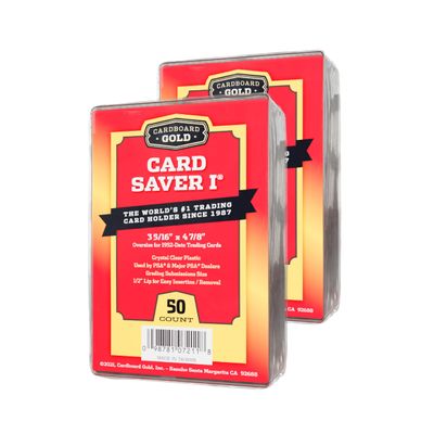 2ct, Cardboard Gold Card Saver 1 - Premium Trading Card Holders Ideal for PSA & BGS Grading, Archival Safe Storage, 50ct Packs - Fits Baseball, Sports Cards & More
