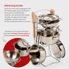Bigjigs Toys Cooking Pot Rack - 8 Piece Stainless Steel Kitchen Set with Wooden Spoons & Stand, Food Play Accessories, Toddler Gifts, Age 2+ Years view 3