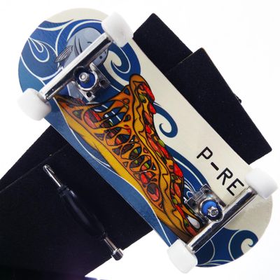 P-REP V2 Pro Performance Complete Wooden Fingerboard kit with Urethane Wheels and Bushings 34mm - Eater Pizza