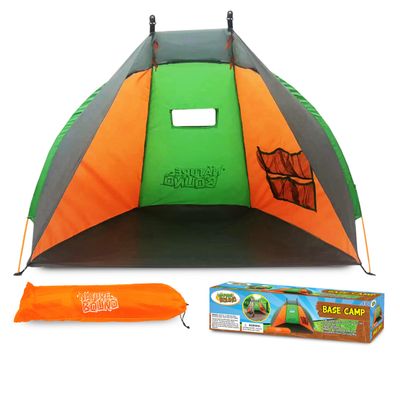 Nature Bound Base Camp 2-Person Kids Beach Tent - Durable Indoor & Outdoor Camping Play Gear for Boys & Girls, Green & Orange