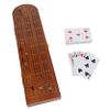 Pacific Shore Games Wooden Cribbage Board Game Set, Walnut Stained Continuous 3 Track for 2-3 Players, Card Storage view 2