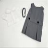 18 inch Doll Outfit-School Plaid Jumper include Blouse and Hair Accessory/Add on Option: Sock and Shoe (Doll is not included) (Dropped Waist Jumper,White Sock,Shiny Black Shoe, Solid Grey) view 3
