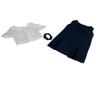 18 inch Doll Outfit-School Plaid Jumper include Blouse and Hair Accessory/Add on Option: Sock and Shoe (Doll is not included) (Dropped Waist Jumper,White Sock,Shiny Black Shoe, Solid Navy) view 2