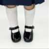 18 inch Doll Outfit-School Plaid Jumper include Blouse and Hair Accessory/Add on Option: Sock and Shoe (Doll is not included) (Dropped Waist Jumper,White Sock,Shiny Black Shoe, Solid Navy) view 4