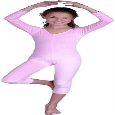 Girls Velvet Unitard Pink - Extra Large 12-14