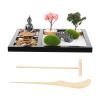 Amosfun Zen Garden Mini Sandbox Kit 6.8x8.5 inch Mini Rock Garden Decorative Trays for Home Office Desk Decoration view 1