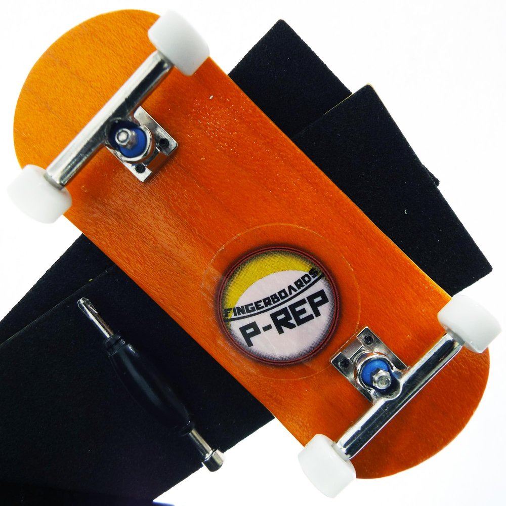 P-REP V2 Pro Performance Complete Wooden Fingerboard kit with Urethane Wheels and Bushings 34mm - Orange