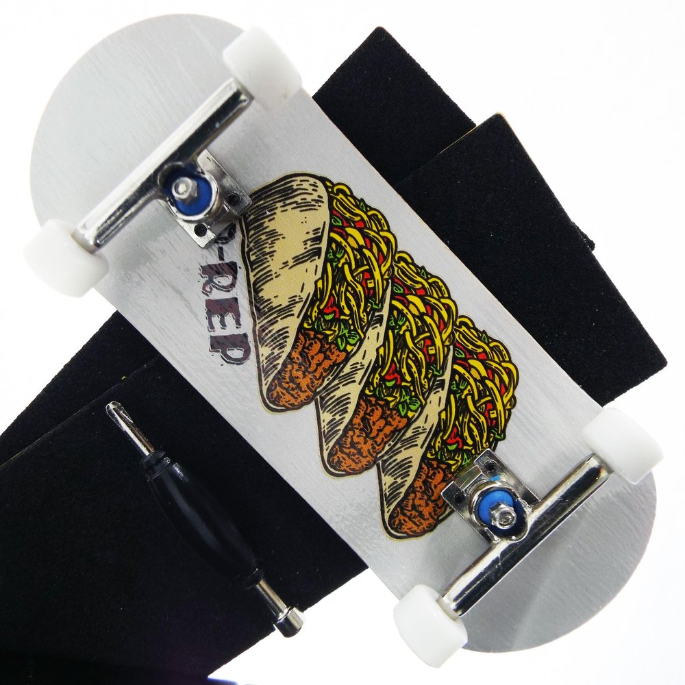 P-REP V2 Pro Performance Complete Wooden Fingerboard kit with Urethane Wheels and Bushings 34mm - Tres Tacos