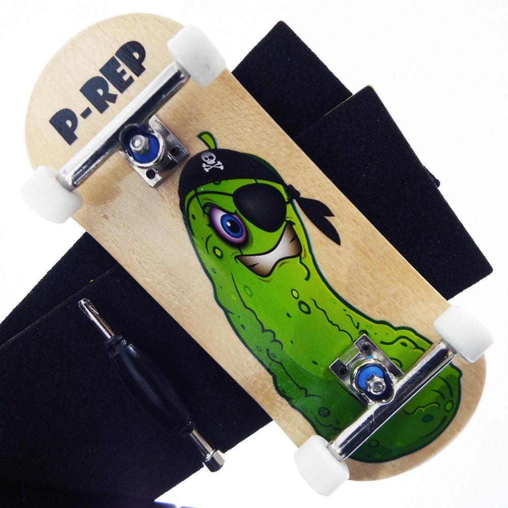 P-REP V2 Pro Performance Complete Wooden Fingerboard kit with Urethane Wheels and Bushings 34mm - Pickle Pirate