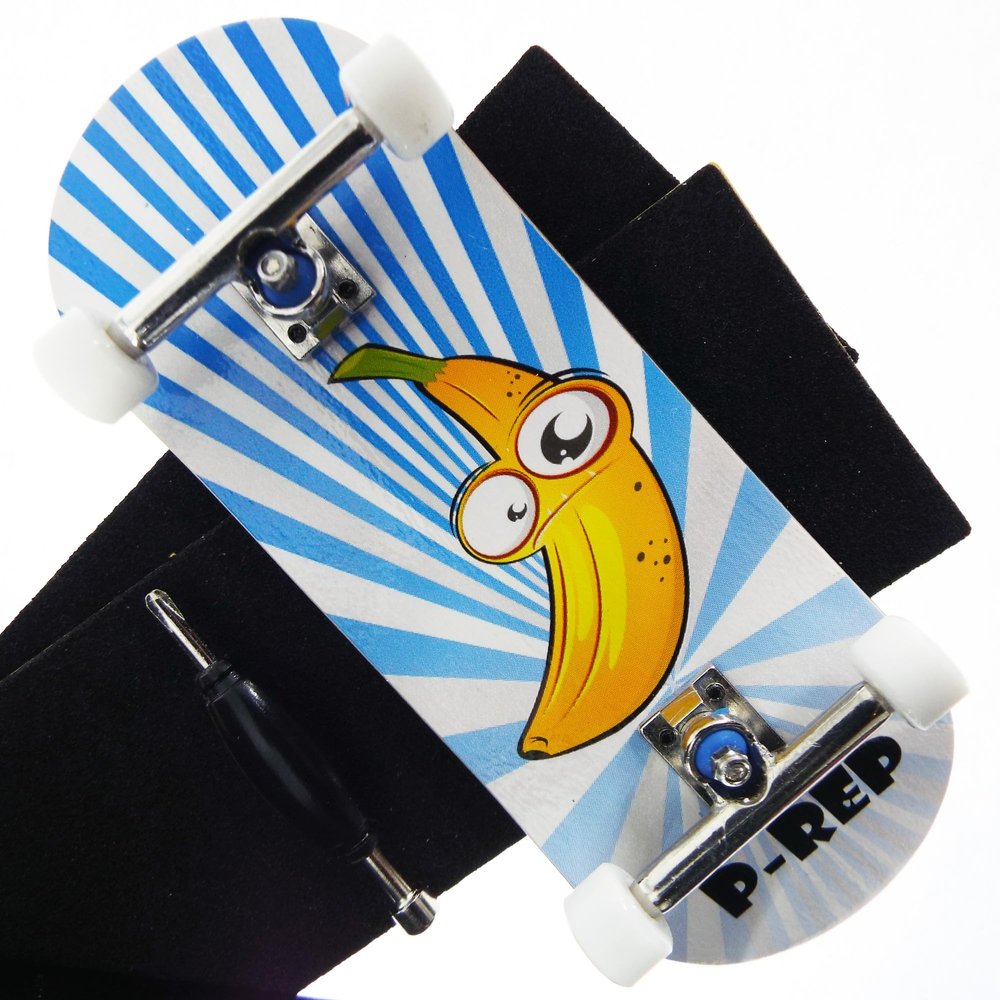 P-REP V2 Pro Performance Complete Wooden Fingerboard kit with Urethane Wheels and Bushings 34mm - Banana
