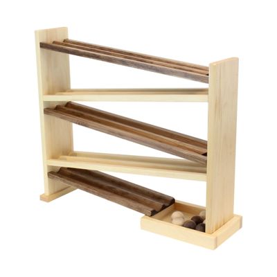 AmishToyBox.com Wooden Ball Roller Racetrack Toy, Amish-Made, with 8 Wooden Balls, CPSIA-Approved Finish (Walnut and Natural)