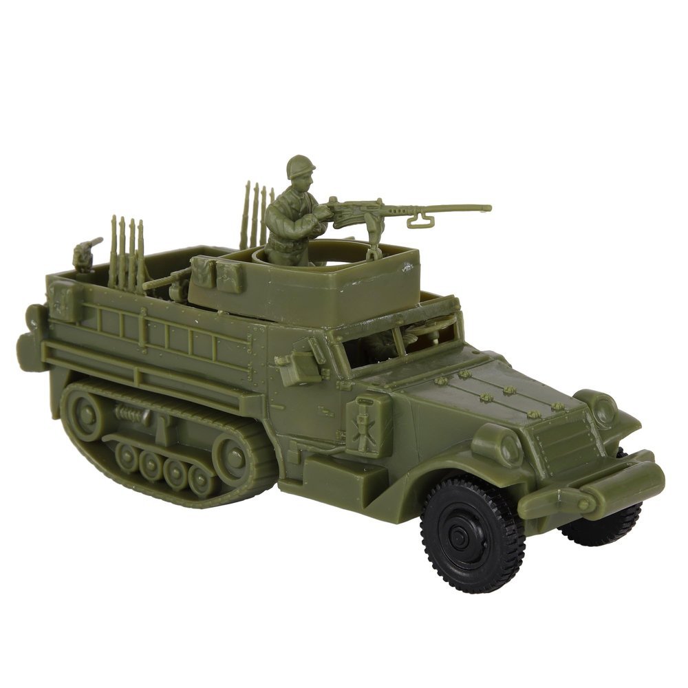 BMC CTS WW2 US M3 Halftrack - 4pc OD Green Plastic Army Men Armored Vehicle