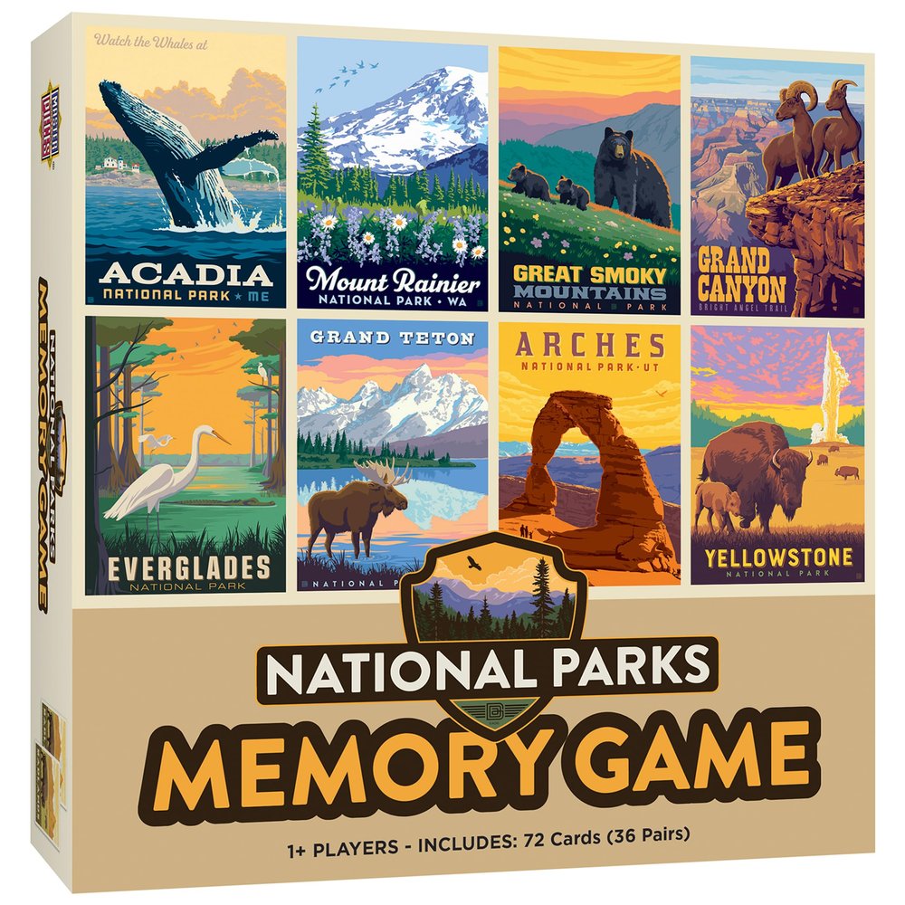 Masterpieces National Parks Memory Game - Fun Family Entertainment for Kids and Adults - Educational, Engaging, and Perfect for Game Night, Classroom Activities, and Interactive Play for All Ages