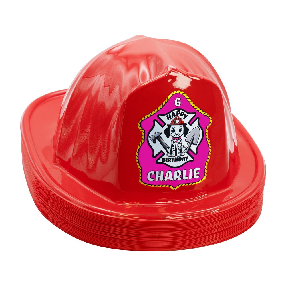Kenco Kids Customizable Plastic Firefighter Hats -Choose your style, add your name or department (Birthday Girl, 100)