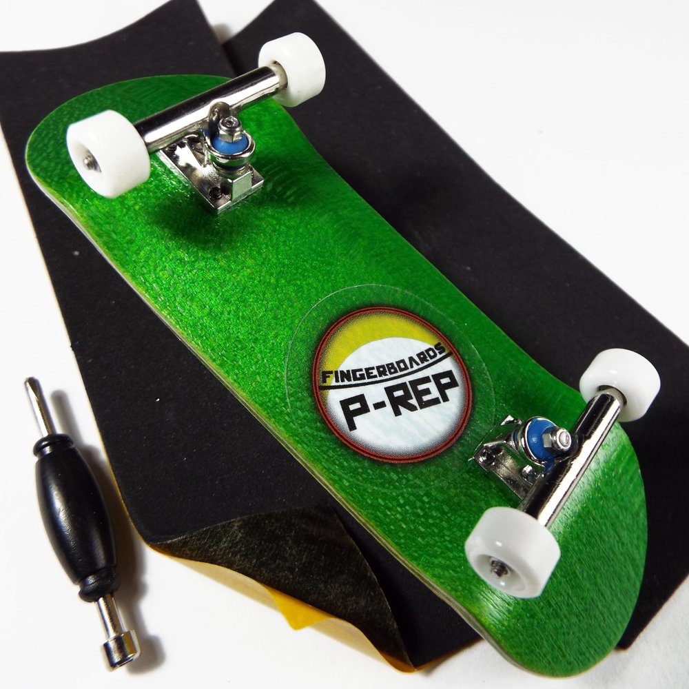 P-REP V2 Pro Performance Complete Wooden Fingerboard kit with Urethane Wheels and Bushings 32mm - Green