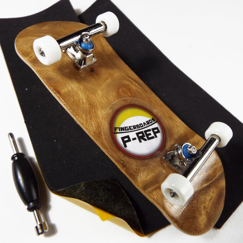 P-REP V2 Pro Performance Complete Wooden Fingerboard kit with Urethane Wheels and Bushings 32mm - Burl