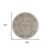 HomeRoots 480250 5 x 5 ft. Beige & Gray Oriental Power Loom Non Skid Round Area Rug view 3