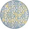 HomeRoots 479372 8 x 8 ft. Ivory & Blue Damask Non Skid Indoor & Outdoor Round Area Rug view 1