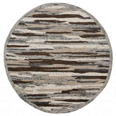 4 ft. Round Brown & Gray Camouflage Area Rug